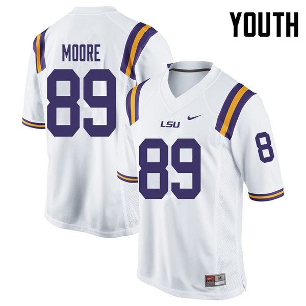 Youth #89 Derian Moore LSU Tigers College Football Jerseys Sale-White